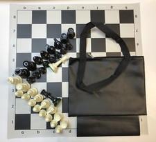 TOURNAMENT CHESS SET COMBO: BLACK BAG W/ LOOP, BLACK BOARD & CHESS PIECES Chess price