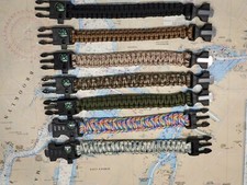 PARACORD SURVIVAL BRACELET, COMPASS, FLINT, WHISTLE CAMPING GEAR, 8" Camping Set & Festival Package price