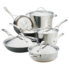 Anolon Nouvelle Luxe 11-Piece Stainless and Hard Anodized Cookware Set (Stain... Gas Stove & Lux price