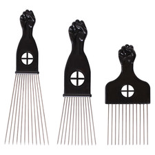 3 Pack Metal Afro Hair Styling Combs - Fist Design Wide Tooth Picks for Women, M Hair Styling Cream price