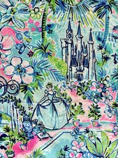 Lilly Pulitzer Pima Cotton Fabric Multi Lilly Loves Cinderella  1 yd  (36"x 60”) YDS price