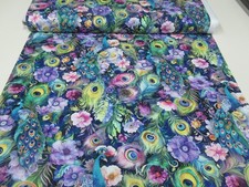 Timeless Treasures quilt-craft fabric PEACOCK FLORAL navy 10 yds (cd-3961) Bolt YDS price