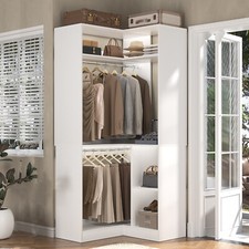 34in Corner Closet System with Shelves ＆ 2 Hanging Rods,Walk-in Closet Organizer Closet Organizer price