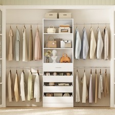 Used-Very Good 4-9Ft Walk-in Closet Organizer with Drawer and Hanging Rods White Closet Organizer price