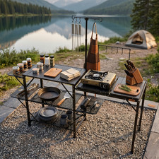Camping Kitchen Table One-piece Folding Portable Cook Station with Carrying Bag Camping Kitchen price