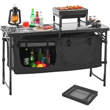 Camping Kitchen Table Folding Portable Outdoor Cook Station 3 Adjustable Height Camping Kitchen price