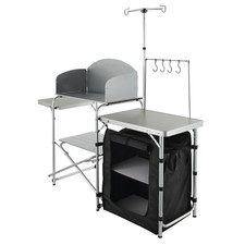 Uimoso Camping Kitchen Table Folding Portable Cook Table 1 Cupboard & Windscreen Camping Kitchen price