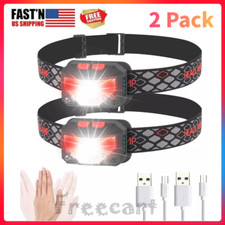 2PACK Headlamp COB LED Rechargeable Headlight Torch Work Light Bar Head Band USB Headlamp price