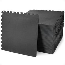 BalanceFrom Fitness 144 Sq Ft Interlocking EVA Foam Exercise Mat Tiles, Black Mat price