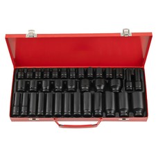 35PCS 1/2" Deep Impact Socket Set Drive 6 Point Metric Garage Tool  8 - 32mm Sockets price
