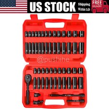 55pcs 1/4" Drive Impact Socket Set SAE & Metric Deep Shallow Sockets Wrench Set Sockets price
