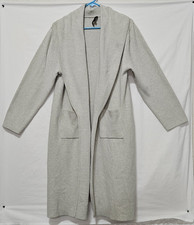 Max Sport Gray Open Front Knit Duster Cardigan Sweater XL Longline Pocket Draped Women's Sweater & Cardigan & Knitwear price
