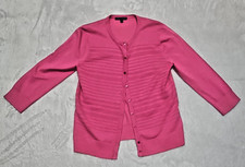 Cable & Gauge Women's Medium Pink Ribbed Button Front 3/4 Sleeve Cardigan Women's Sweater & Cardigan & Knitwear price
