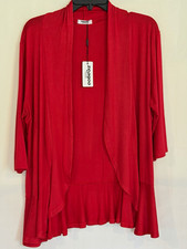 Zeagoo Women's Red Solid Open Front 3/4 Sleeve Knit Rayon/Spandex Cardigan XL Women's Sweater & Cardigan & Knitwear price