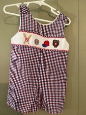 6M Boutique AMERICAN BASEBALL themed JON JON Rhomper embroidered baby Boys' Jumpsuit price
