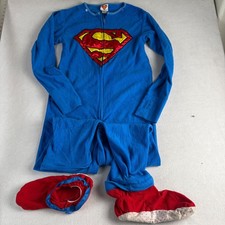 Superman Kids Fleece Union Suit One Piece Pajamas Detachable Feet Blue Red S Boys' Jumpsuit price