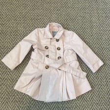 Tahari Girls 3-6 Mo Pink Trench Coat Jacket Double Breasted Belt Buttons Preppy Girls' Trench Coat price