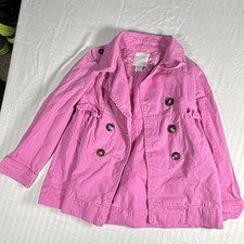 Old Navy Girls Pink Trench Coat L Cotton Double-Breasted Mid-Length Collared Girls' Trench Coat price