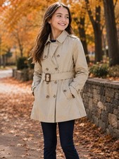Ralph Lauren Polo Big Girls Lightweight Princess Trench Coat 12 Tan Belt Collar Girls' Trench Coat price