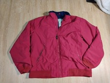 LL Bean Jacket Mens Medium Red Fleece Lined Insulated Bomber Collar Full Zip Men's Jacket price