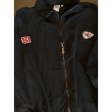 NFL Kansas City Chiefs Full Zip Fleece Jacket Mens XL Black SI Patch Arrowhead Men's Jacket price