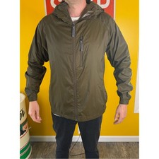 Bass Pro Shop Mens Nylon Jacket Green Hooded Rain Coat Size Medium Men's Jacket price