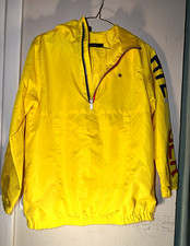 Tommy Hilfiger Men's Yellow Hooded Anorak Jacket 1/4 Zip Logo Sleeve M Men's Jacket price