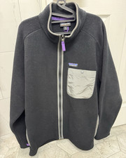 Patagonia Men’s Full Zip Jacket Stand-Up Collar Pockets Black Gray XL Men's Jacket price