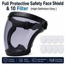 Anti-fog Shield Safety Full Face Super Protective Head Cover Grey Mask 10 Filter Face Shield & Mask price
