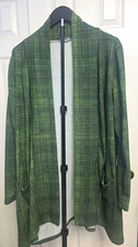 Women’s Green Plaid Long Open Front Cardigan with Pockets, Size L Women's Coat price