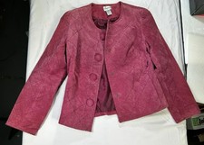 READ! Vintage Y2K Genuine Leather Quilted Cranberry Suede Snap Button Jacket Women's Coat price