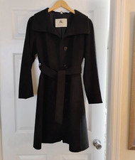 Burberry Women's Black Wool Belted Button Front Collared Lined Overcoat 6P Women's Coat price
