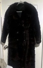 Women’s Brown/Black Mink Coat Long Overcoat Collared Button Front Size M Women's Coat price