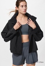 Uniqlo Windproof Stand Collar Blouson Hooded Jacket In Black - Women's Small Women's Coat price