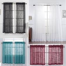 2 Piece Linen Textured Window Treatment Tiers/Curtains panels Drapes Set Curtain Set price