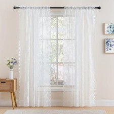 Vintage Floral Embroidery Lace Curtain Panel Privacy Light Filtering Curtain Set price