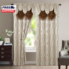 Luxurious Beautiful Curtain Panel Set with Attached Valance and Backing 54" X 84 Curtain Set price