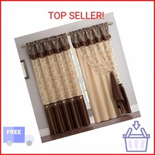 Fancy Collection Embroidery Curtain Set Drapes with Backing & Valance (Brown, 55 Curtain Set price