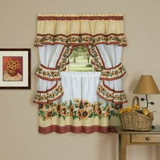 Complete Window Kitchen Cottage Curtain Set with Tier Panels, Top Swag, Tiebacks Curtain Set price