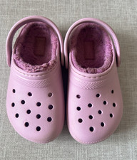 Crocs Classic Lined Clog w/strap girls Kids Pink Slip On Faux Fur Lined US 10 Girls' Classic Shoes price