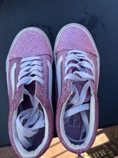 Vans Girls Youth Old Skool Glitter Pink Shoes Low Top Sneaker Size 1.5 worn once Girls' Classic Shoes price
