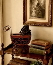 Wood & Metal Doll Stroller Pram w/ Folding Fabric Canopy Brown/Black Stroller-Pram Canopy price