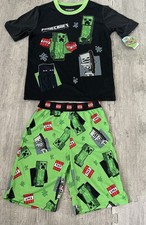 Minecraft Boys 2-Piece Pajama Set M (8) Black/Green Creeper Flame Resistant Boys' Pajamas price