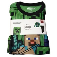 MINECRAFT Boy's Steve and Creeper Mob Long-Sleeved Flannel Pajama Set. Boys' Pajamas price
