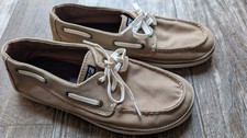 Sperry Boys Size 4.5 Cruz canvas boat shoes taupe tan Top Sider Boys' Boat Shoes price