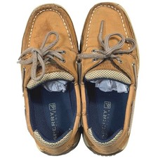 Sperry Top-Sider Lanyard Boys Boat Shoes Tan Leather Mesh 1M YB46122A EUC Boys' Boat Shoes price