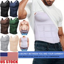 Mens Slimming Body Shaper Abs Belly Chest Compression Shirt Tank Top Girdle Vest Men's Corset price