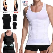 Mens Slimming Body Shaper Belly Chest Compression Vest Girdle T-Shirt Tank Top Men's Corset price