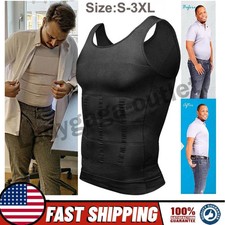 Mens Slimming Body Shaper Belly Chest Compression Vest Girdle T-Shirt Tank Top Men's Corset price