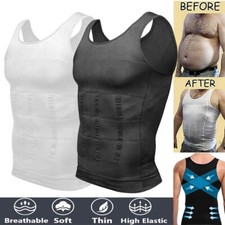 Mens Body Shaper Belly Chest Compression Shirt Slimming Tank Top Abs Girdle Vest Men's Corset price